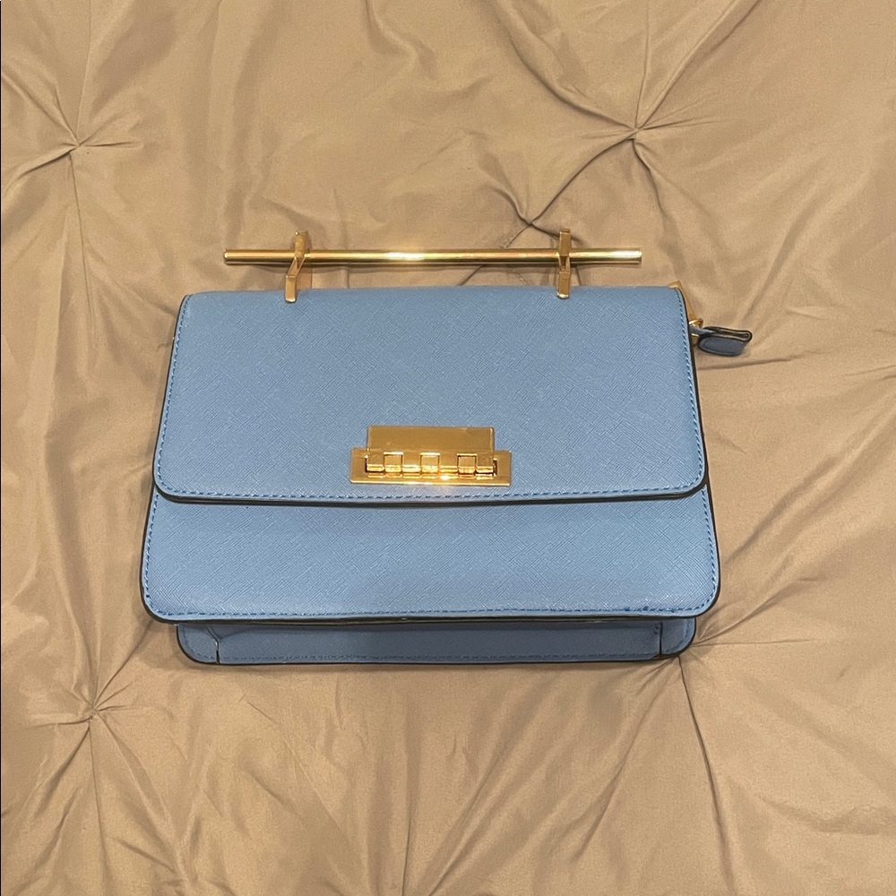 Chic Blue Bag with Gold Hardware